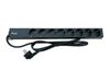 Equip 19" Steckdosenleiste 8xSchuko+Switch->St.90° sw.  Alu.