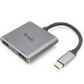 Equip Dock 4-1 USB-C->2xHDMI,USB-A,100W USB-C 0.15m