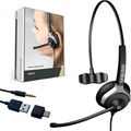 GEQUDIO Headset 1-Ohr mit USB für PC,MAC