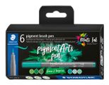 STAEDTLER MultiInk Pigment Arts brush pen 6er-Set grün&türki retail