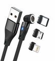 RealPower Magnetic cable 3 Amp,2m,schwarz mit Adaptern