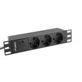 Lanberg PDU Steckdosenleiste 10" 1U 3x Schuko 2m schwarz