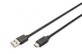 DIGITUS USB 2.0 Anschlusskabel Typ C -A St/St 3.0m, sw