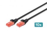 DIGITUS CAT 6 U/UTP Patchkabel - LSZH, 10 Stück, 0,5m,sw