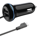 2GO USB-Kfz-Ladegert 2400mA Micro USB 120cm schwarz