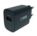 2GO Ladegerät 20W 2-Port 1x USB-A u. 1x USB-C schwarz