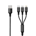 2GO 3in1 USB Ladekabel Micro-USB,Lightn.,USB-C Nylon 3m sw