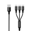 2GO 3in1 USB Ladekabel USB Type-C Nylon 1,5m schwarz