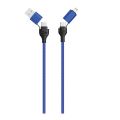 2GO USB / Type C Ladekabel 4 in 1 USB A, Lighn. 1,2m blau