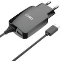 2GO Ladegerät 12W USB-C + 1-Port 1x USB-A Kabel 1,4m schwarz