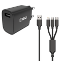 2GO Ladegerät 15W inkl. Kabel 1xUSB-A 1xMicroUSB 1xLightn sw