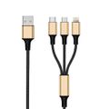 2GO 3in1 USB Ladekabel Micro-USB,Apple,TypeC Nylon 1,5m gold