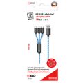 2GO 3in1 USB LED Kabel blau Micro-USB,Lightning,USB-C 1,5m