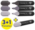 Schneider Textmarker Job grau sortiert Karton-Etui 4 Stück