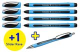 Schneider Etui 4x Kugelschreiber Memo + 1x Rave schwarz