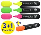 Schneider Textmarker Job 4er Etui sortiert, 3+1 Aktion