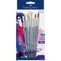 FABER-CASTELL Pinsel rund 3 x und flach 3 x auf BK