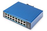 DIGITUS Switch Ind. 16-Port Gigabit Unmanaged blau