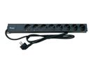 Equip 19" Steckdosenleiste 8xSchuko+Switch->St.90° sw.  Alu.