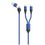 2GO USB / Type C Ladekabel DUO 2x USB-C Nylon 1,2m  blau