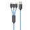 2GO 3in1 USB LED Kabel blau Micro-USB,Lightning,USB-C 1,5m