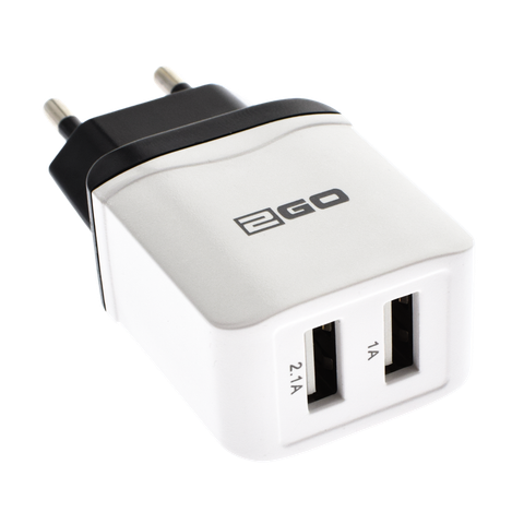 2GO Ladegerät 10,5W 2-Port 2x USB-A,  weiß