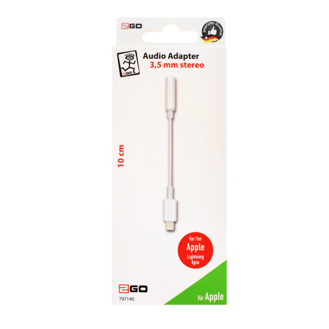 2GO Audio-Adapter Stereo Lightning   20cm  weiß