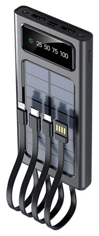2GO Powerbank Solar 10000mAh mit LED Taschenlampe schwarz