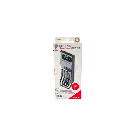2GO Powerbank Solar 10000mAh mit LED Taschenlampe schwarz