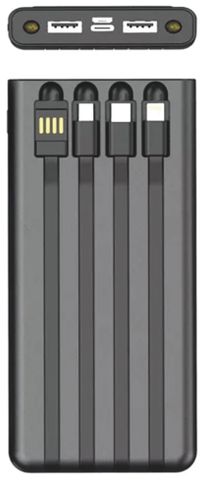2GO Powerbank Solar 10000mAh mit LED Taschenlampe schwarz
