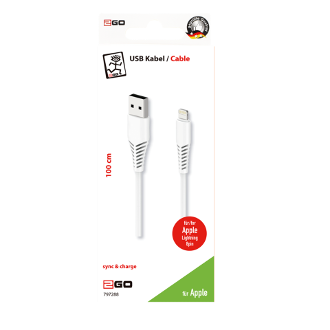 2GO USB Lade-/Datenkabel Apple Lightning   1m weiß