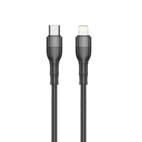 2GO USB Lade-/Datenkabel Type C - Lightning  Nylon 1m  sw