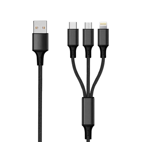 2GO 3in1 USB Ladekabel Micro-USB,Apple,TypeC Nylon 1,5m  sw