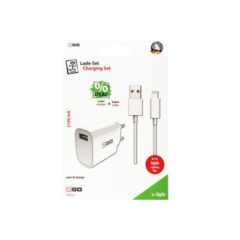 2GO Ladegerät 10,5W 1x USB-A inkl. Lightning Kabel - weiß