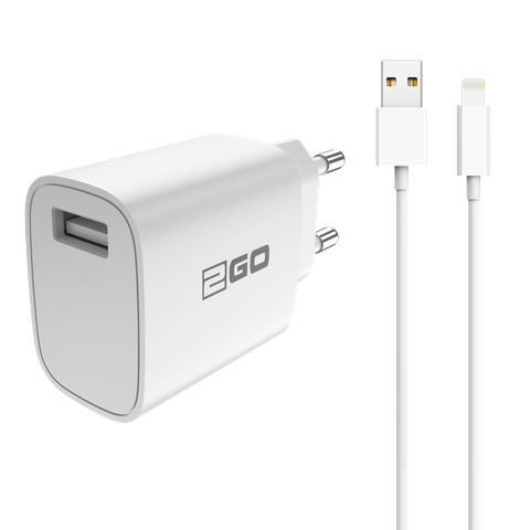 2GO Ladegerät 10,5W 1x USB-A inkl. Lightning Kabel - weiß