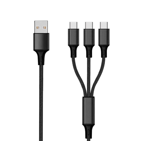 2GO 3in1 USB Ladekabel USB Type-C Nylon  1,5m   schwarz