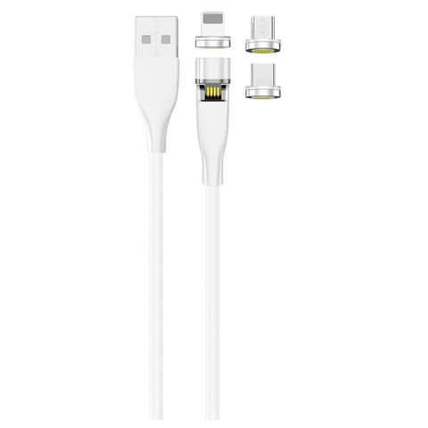 2GO USB 3in1 Magnetic Kabel drehb.Micro-USB,Lightn.,USB-C 1m
