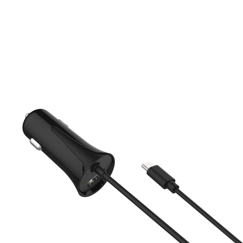 2GO USB-Kfz-Ladegerät 2400mA DUO Type C 3.1 + 1x USB schwarz