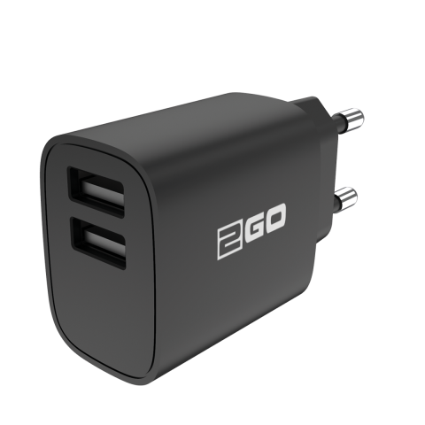 2GO Ladegerät 10W 2-Port 2x USB-A   schwarz