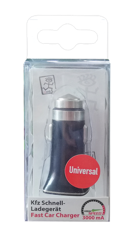2GO USB KFZ-Schnell-Ladegerät 3100mA USB-A QC 3.0 schwarz