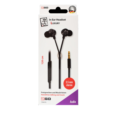 2GO In-Ear Stereo-Headset "Luxury" Zipper-Style  anthrazit