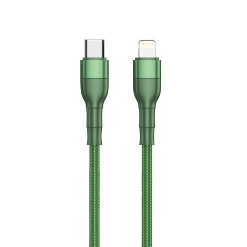 2GO USB Lade-/Datenkabel Type C - Lightning  Nylon 1m  grün