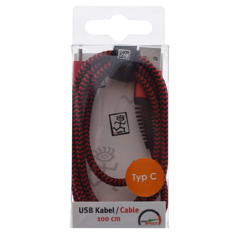 2GO USB Lade-/Datenkabel USB Type-C 3.1 Nylon   1m  rot