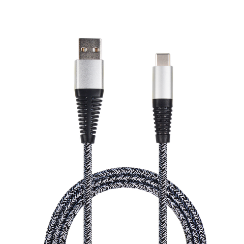 2GO USB Lade-/Datenkabel USB Type-C 3.1 Nylon  1m  silber