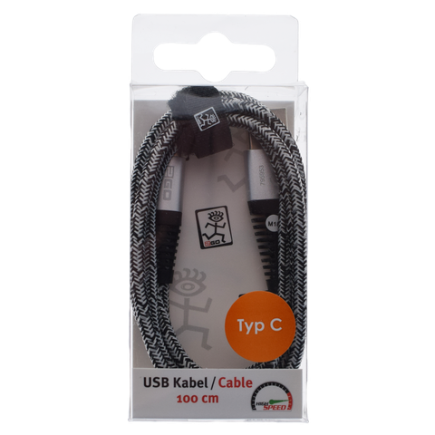 2GO USB Lade-/Datenkabel USB Type-C 3.1 Nylon  1m  silber