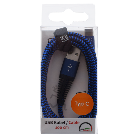 2GO USB Lade-/Datenkabel USB Type-C 3.1 Nylon   1m  blau