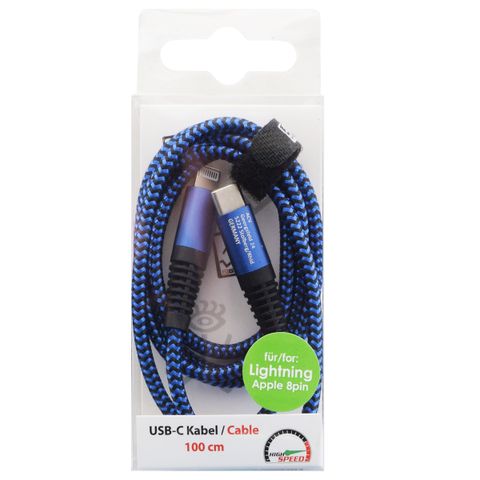 2GO USB Lade-/Datenkabel Type-C - Lightning Nylon 1m blau