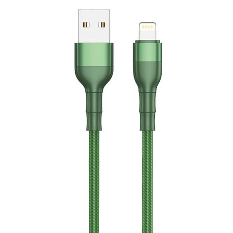 2GO USB Lade-/Datenkabel Lightning   1m   Nylon  grün