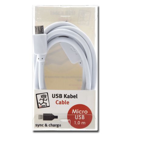2GO USB Lade-/Datenkabel USB-A - Micro-USB  1m  Nylon  weiß