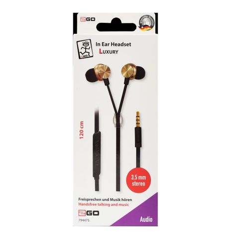 2GO In-Ear Stereo-Headset "Luxury" Zipper-Style  gold